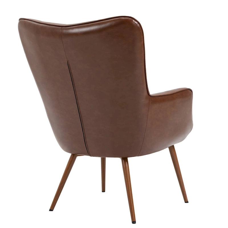 Modern Grid-Tufted Wingback Accent Chairs with Metal Legs