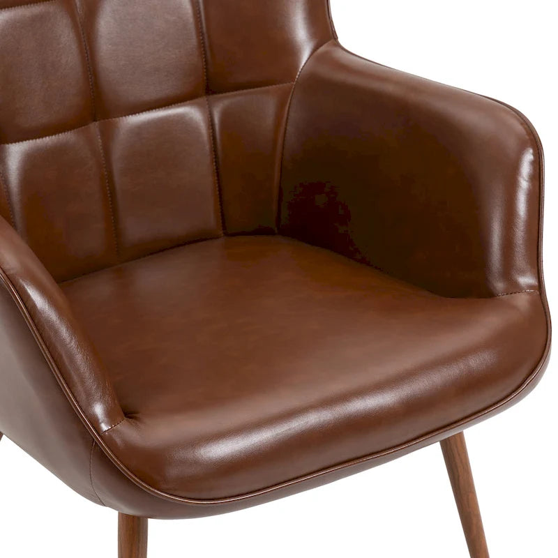 Modern Grid-Tufted Wingback Accent Chairs with Metal Legs