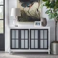 Frosted Glass Buffet Cabinet with Four Doors and Adjustable Shelves