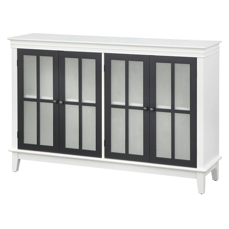 Frosted Glass Buffet Cabinet with Four Doors and Adjustable Shelves