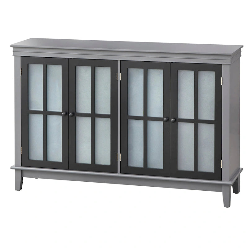 Frosted Glass Buffet Cabinet with Four Doors and Adjustable Shelves