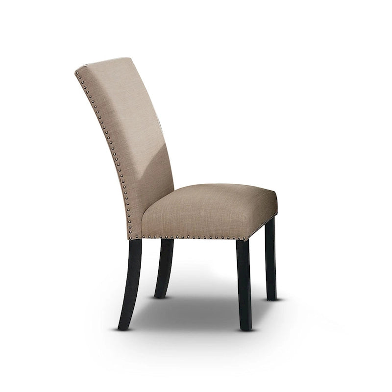 Modern Upholstered Dining Side Chairs with Nailhead Trim and Flared Backs