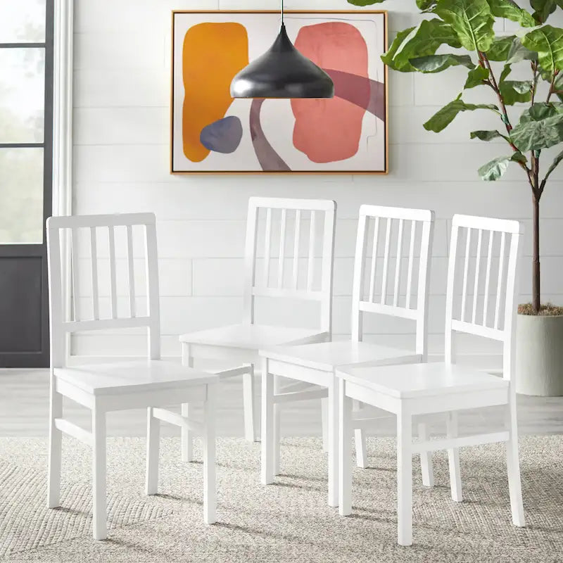 Traditional Rubberwood Dining Chair with Scooped Seat and Slatted Back