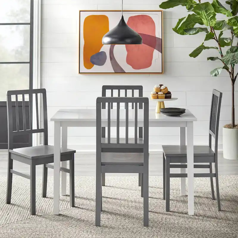 Traditional Rubberwood Dining Chair with Scooped Seat and Slatted Back