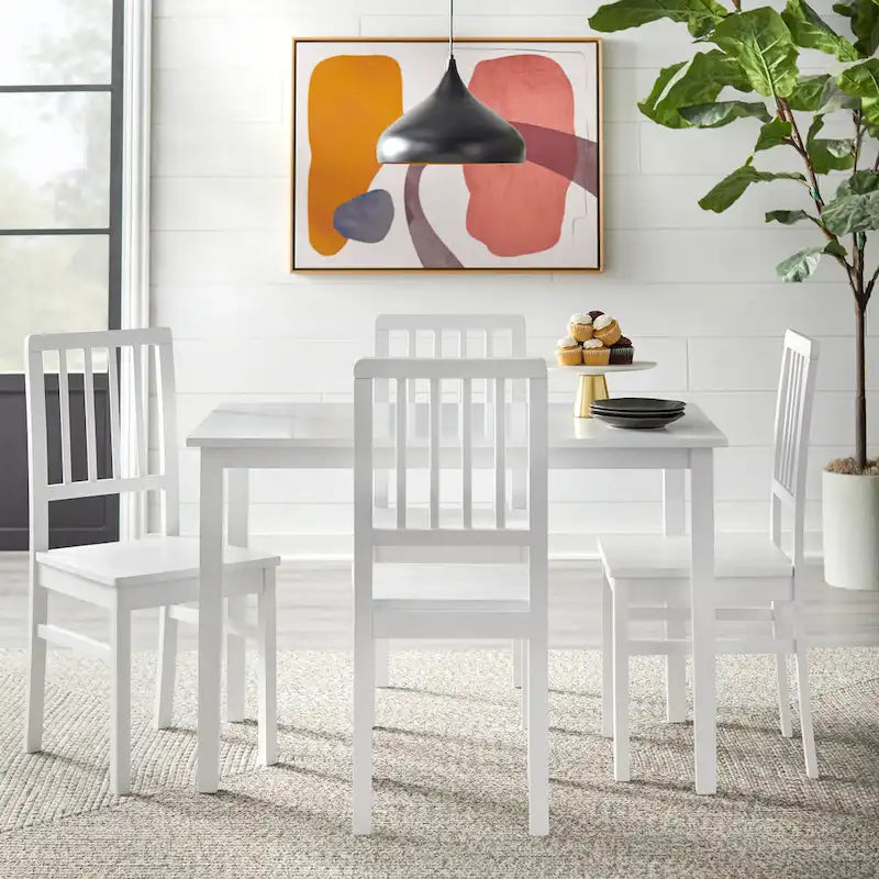 Traditional Rubberwood Dining Chair with Scooped Seat and Slatted Back