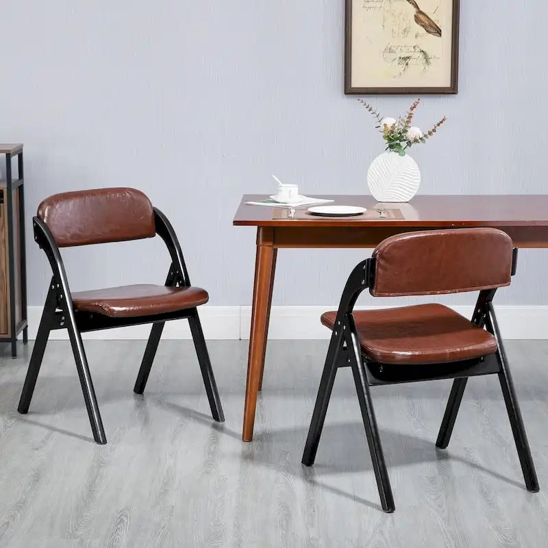 Foldable Beechwood Dining Chair with Padded Seat and Armrests