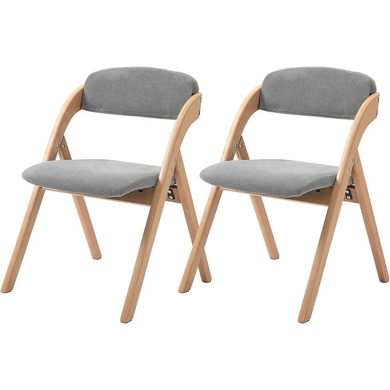 Foldable Beechwood Dining Chair with Padded Seat and Armrests