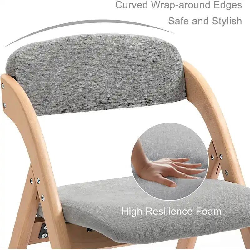 Foldable Beechwood Dining Chair with Padded Seat and Armrests