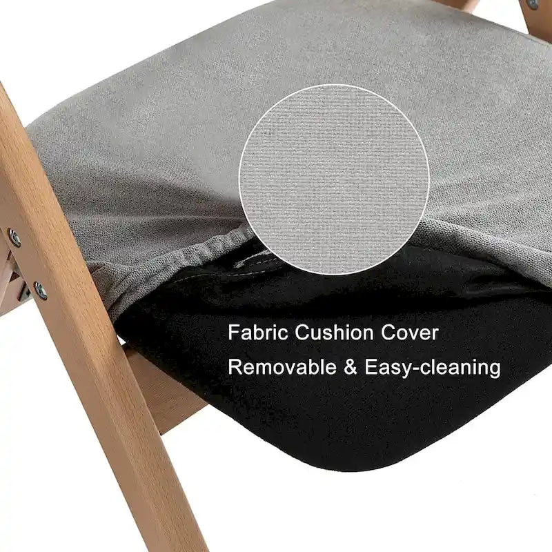 Foldable Beechwood Dining Chair with Padded Seat and Armrests