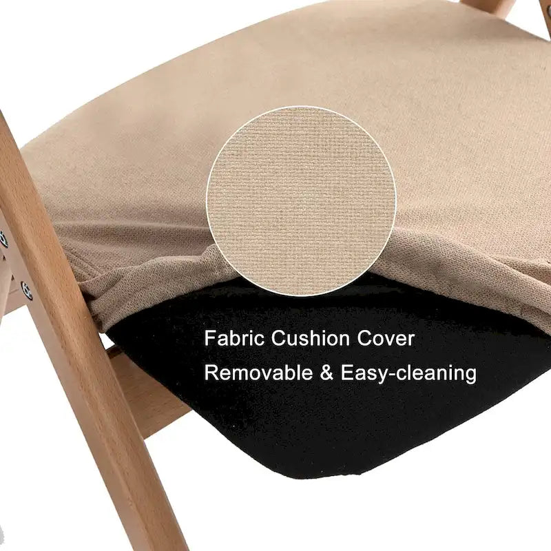 Foldable Beechwood Dining Chair with Padded Seat and Armrests