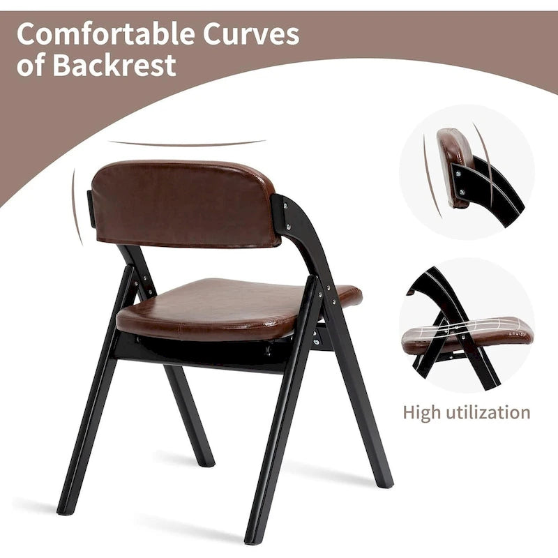 Foldable Beechwood Dining Chair with Padded Seat and Armrests