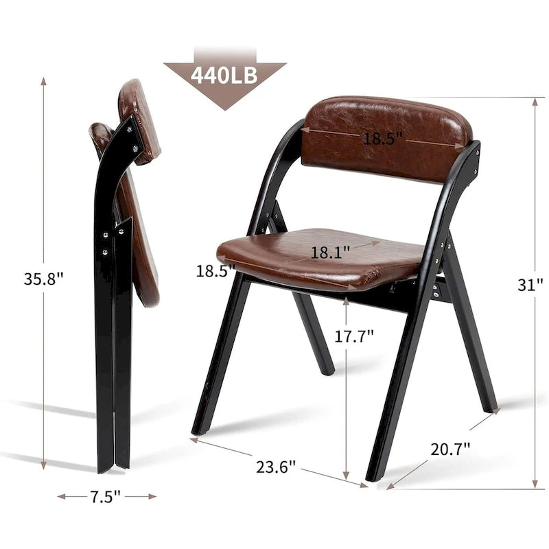 Foldable Beechwood Dining Chair with Padded Seat and Armrests