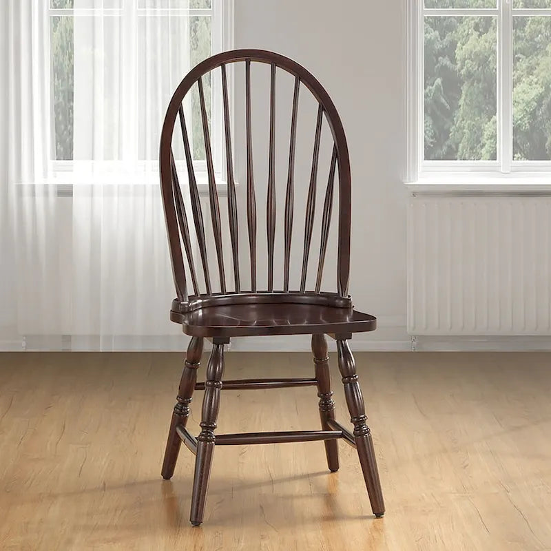 Rubberwood Dining Chair with High Slat Back and Sculpted Legs