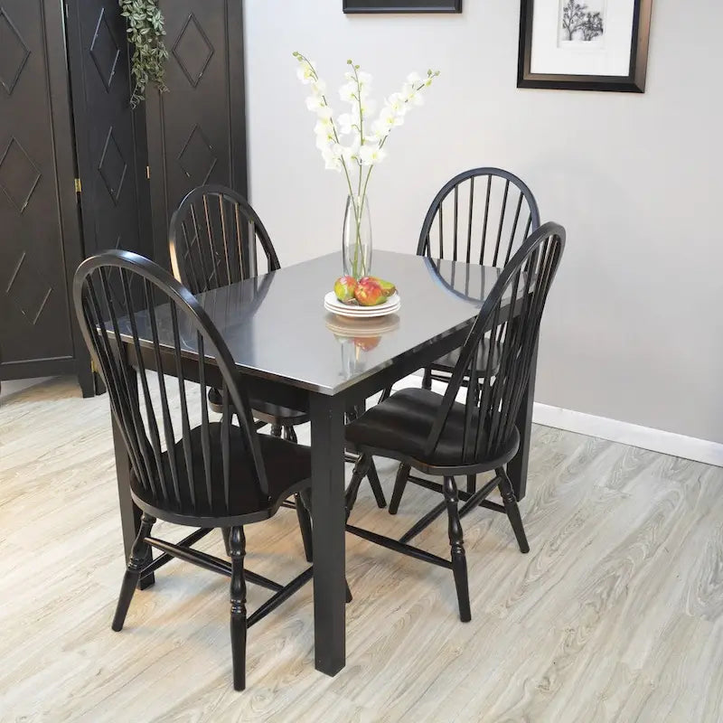 Rubberwood Dining Chair with High Slat Back and Sculpted Legs
