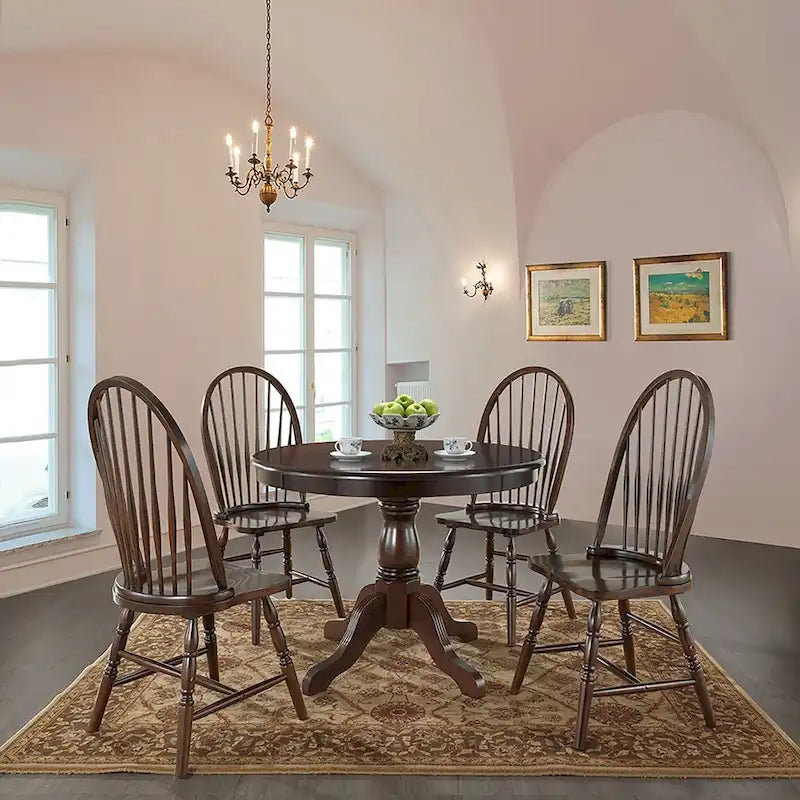Rubberwood Dining Chair with High Slat Back and Sculpted Legs