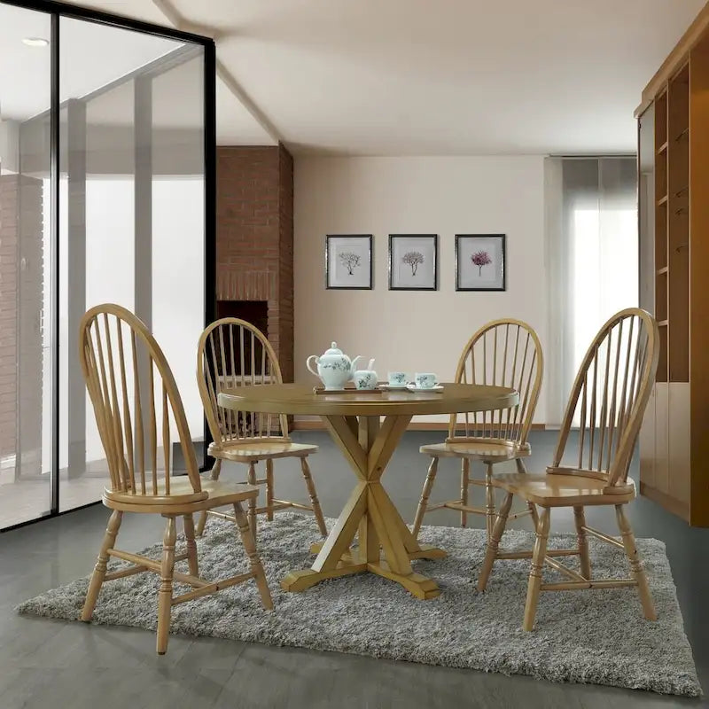 Rubberwood Dining Chair with High Slat Back and Sculpted Legs