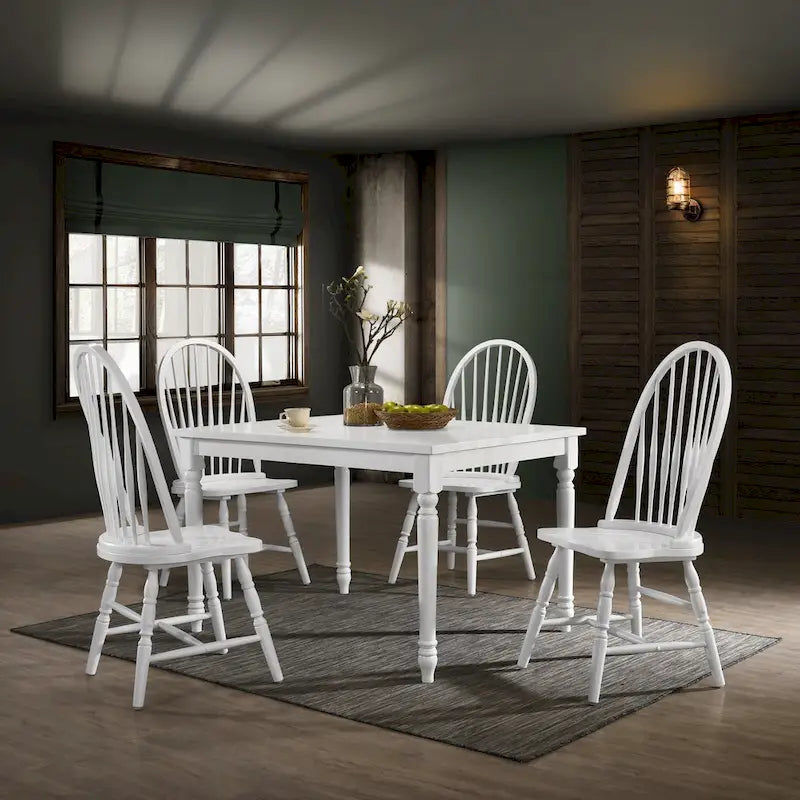 Rubberwood Dining Chair with High Slat Back and Sculpted Legs