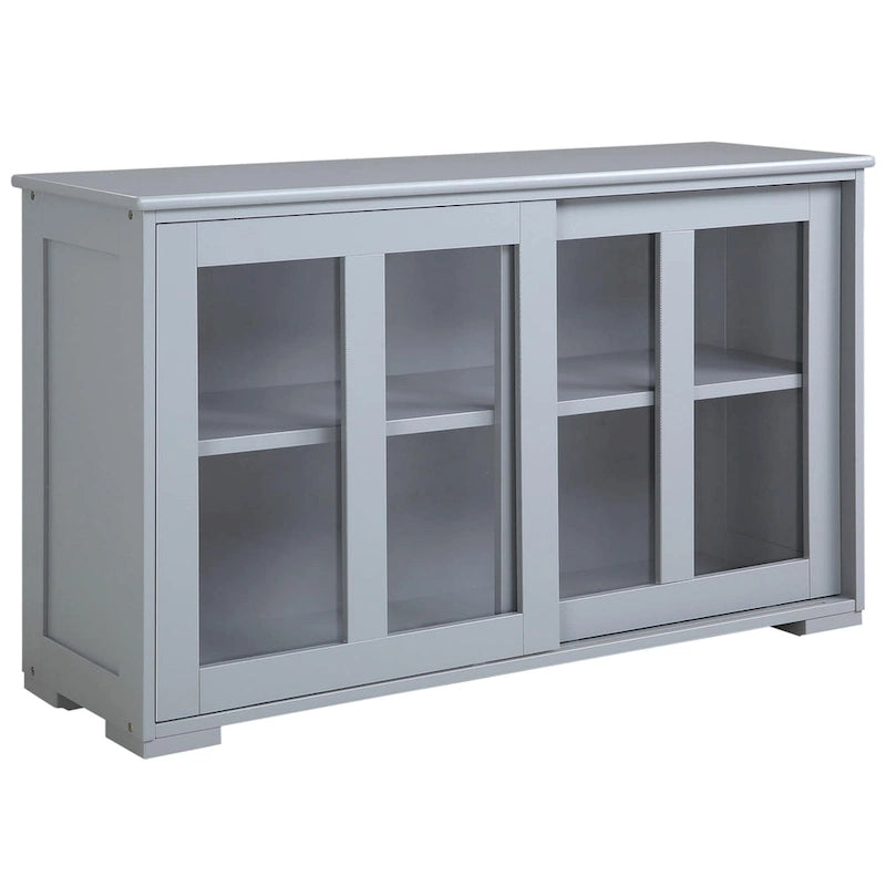 Modern Sideboard with Tempered Glass Sliding Doors and Adjustable Shelf