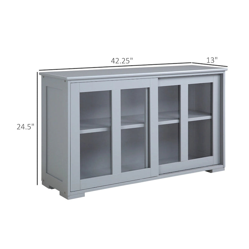 Modern Sideboard with Tempered Glass Sliding Doors and Adjustable Shelf