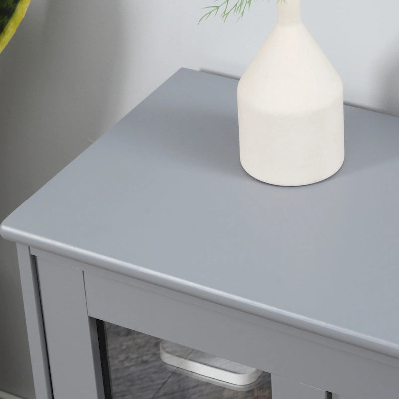 Modern Sideboard with Tempered Glass Sliding Doors and Adjustable Shelf