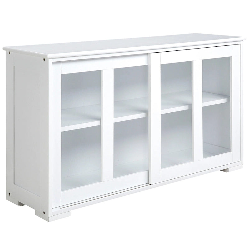 Modern Sideboard with Tempered Glass Sliding Doors and Adjustable Shelf