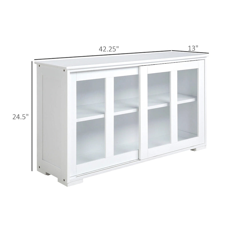 Modern Sideboard with Tempered Glass Sliding Doors and Adjustable Shelf