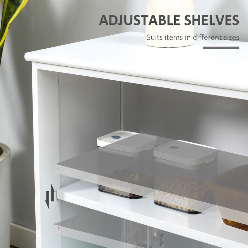 Modern Sideboard with Tempered Glass Sliding Doors and Adjustable Shelf