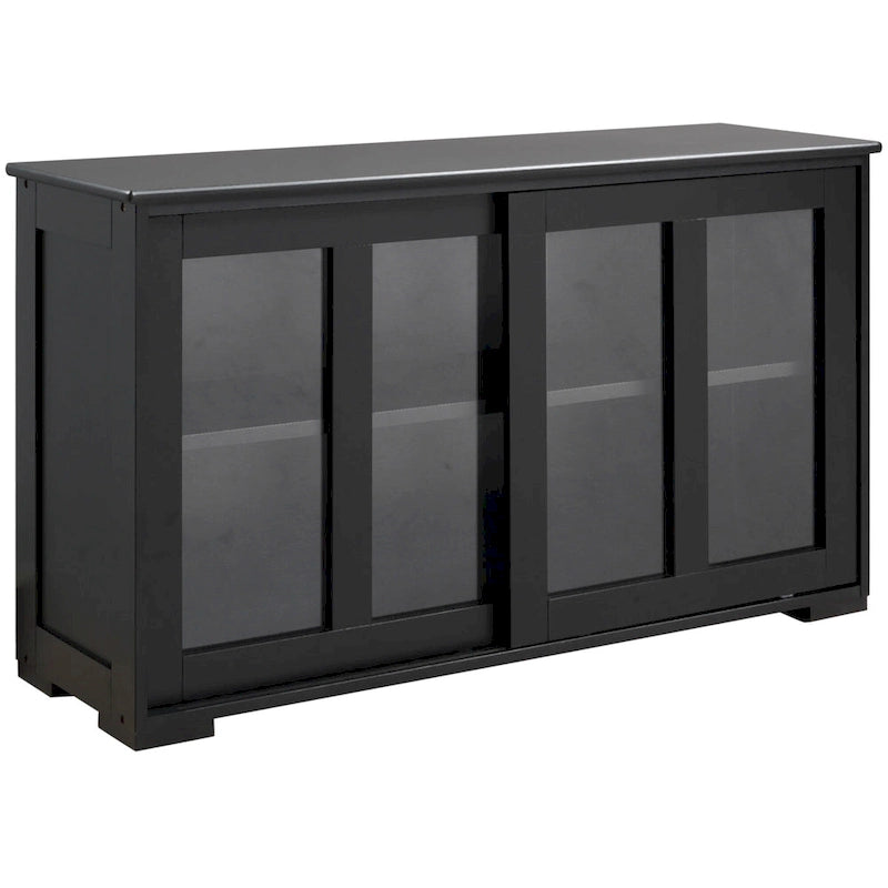 Modern Sideboard with Tempered Glass Sliding Doors and Adjustable Shelf