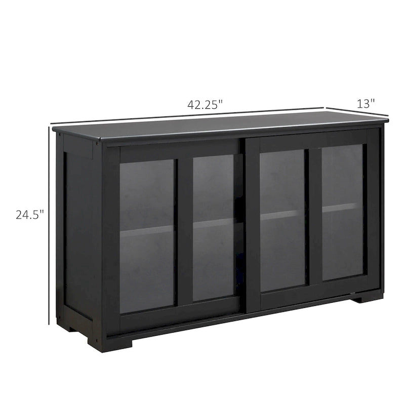 Modern Sideboard with Tempered Glass Sliding Doors and Adjustable Shelf