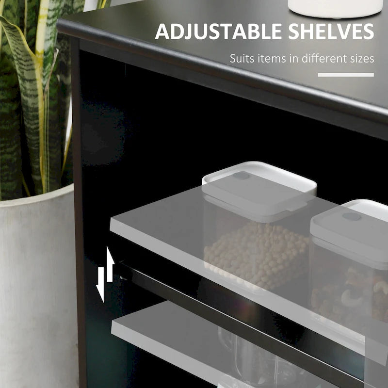 Modern Sideboard with Tempered Glass Sliding Doors and Adjustable Shelf
