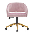 Velvet Swivel Office Chair with Gold Frame, Casters and Adjustable Height
