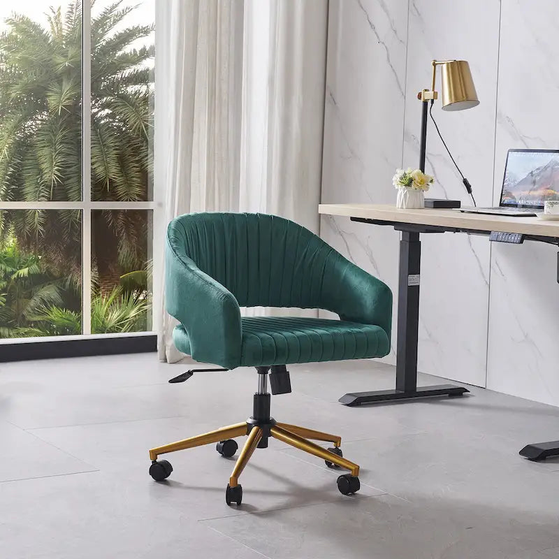 Modern Gold Office Chair Velvet Task Chair Swivel Height Adjustable Computer Chair