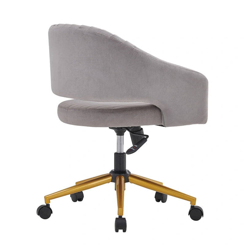 Velvet Swivel Office Chair with Gold Frame, Casters and Adjustable Height
