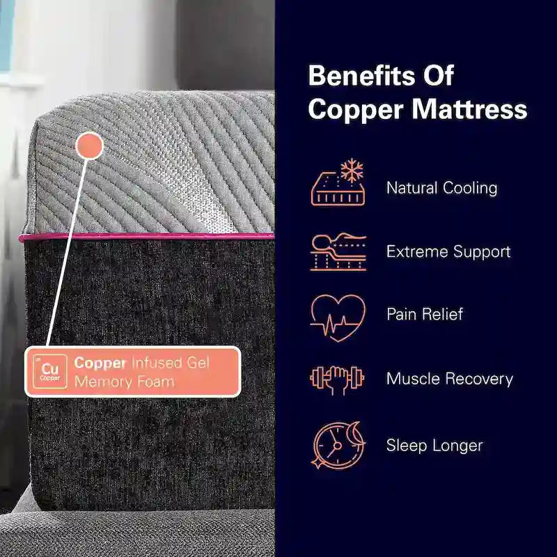 Cooling Copper Gel Memory Foam Mattress with Breathable Bamboo Charcoal Cover