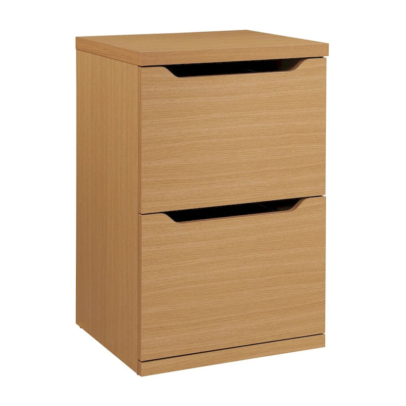 Natural Wood-Grain Two-Drawer Vertical File Cabinet for Letter-Size Documents