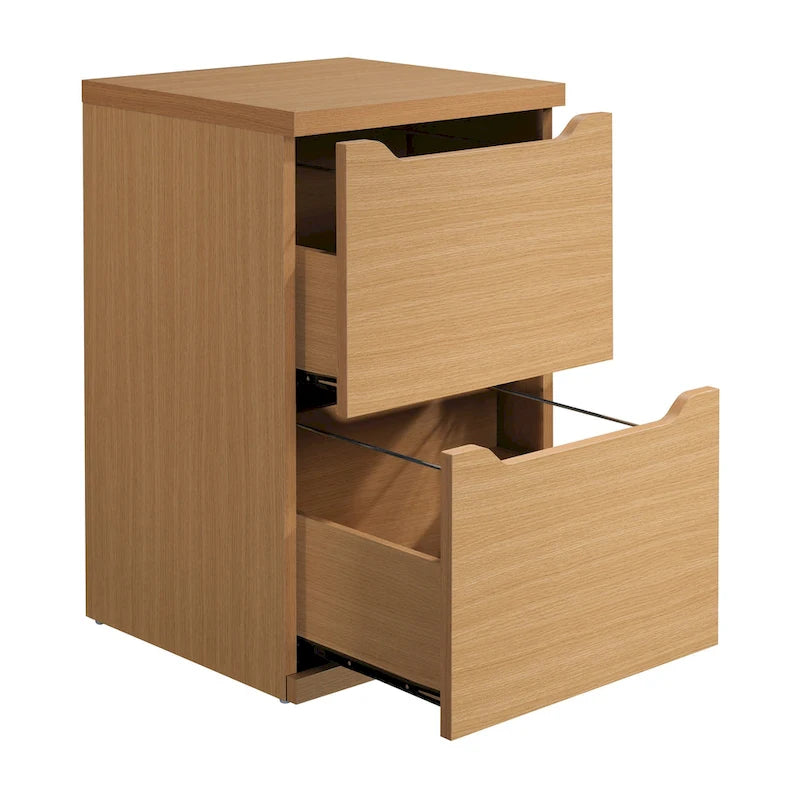 Natural Wood-Grain Two-Drawer Vertical File Cabinet for Letter-Size Documents