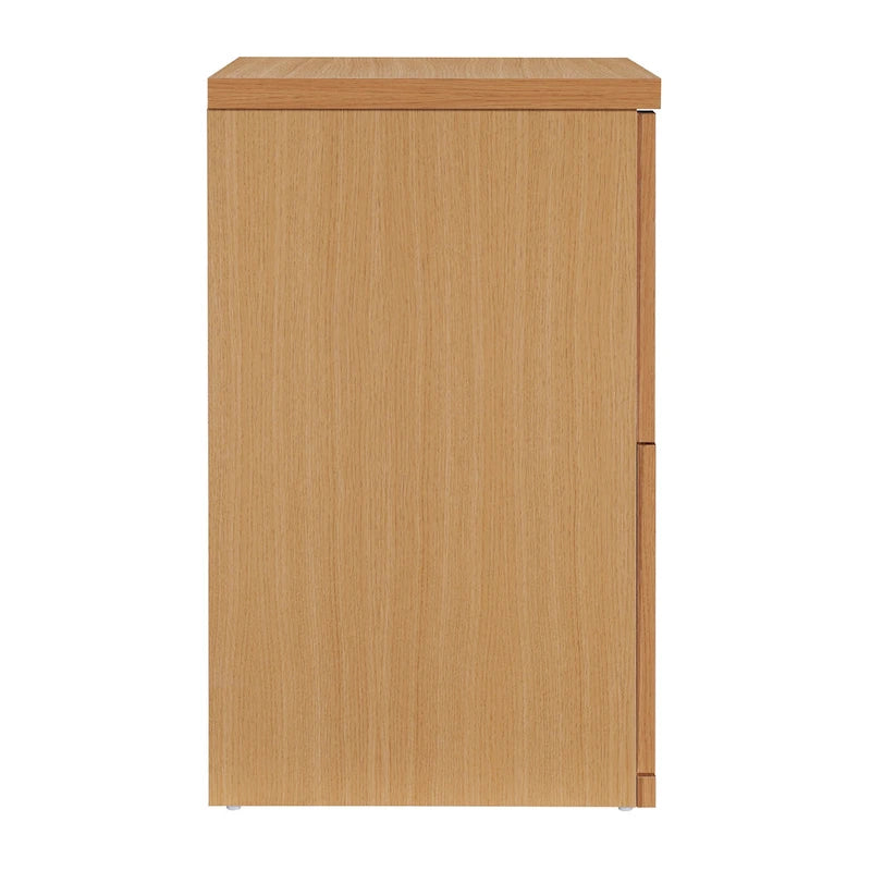 Natural Wood-Grain Two-Drawer Vertical File Cabinet for Letter-Size Documents