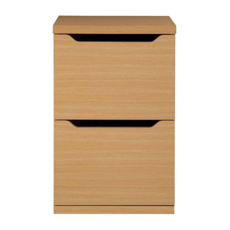 Natural Wood-Grain Two-Drawer Vertical File Cabinet for Letter-Size Documents