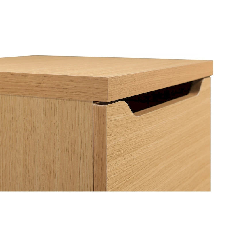 Natural Wood-Grain Two-Drawer Vertical File Cabinet for Letter-Size Documents