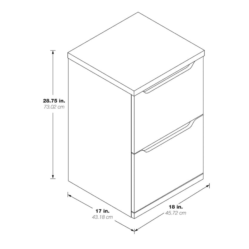 Natural Wood-Grain Two-Drawer Vertical File Cabinet for Letter-Size Documents