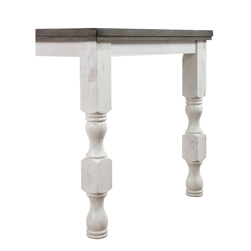 Rustic Counter-Height Dining Table with Two-Tone Finish and Turned Legs