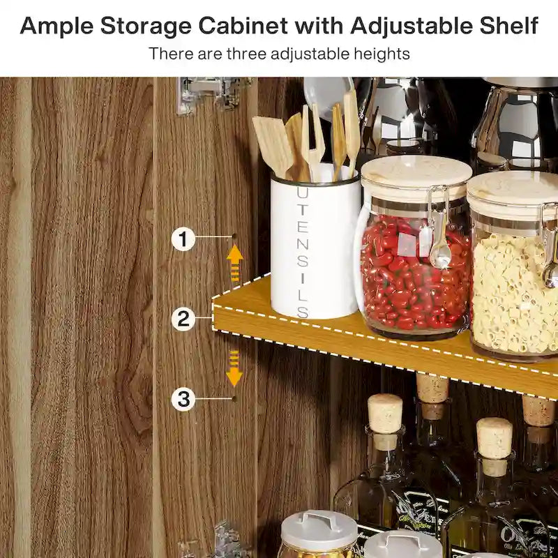 Modern Storage Buffet Cabinet with Sliding Doors and Shelves
