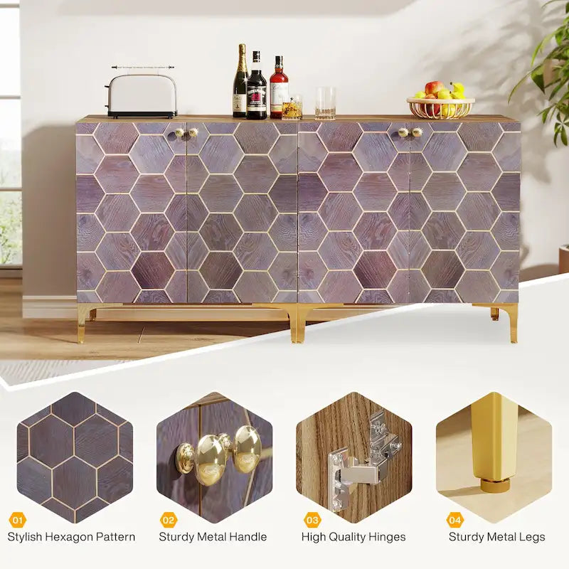 Credenza moderna con ante scorrevoli e ripiani