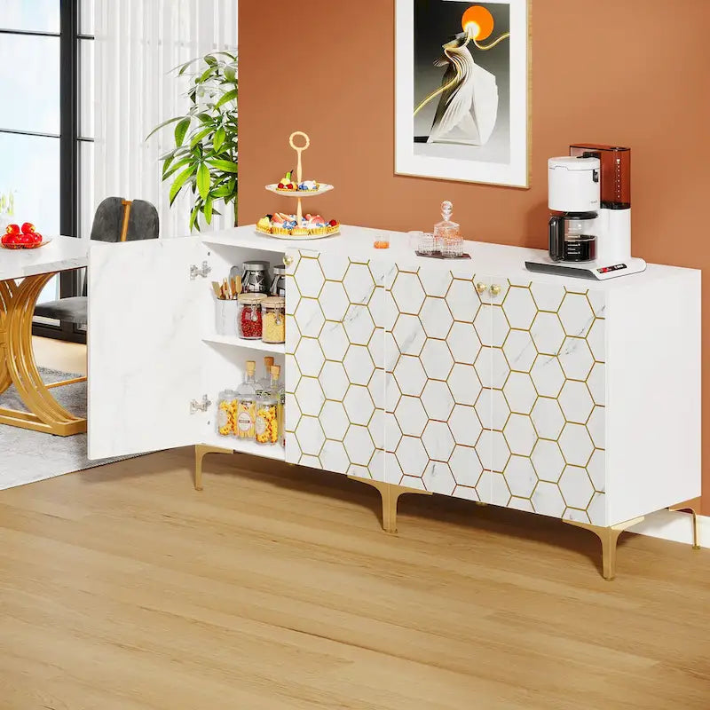 Credenza moderna con ante scorrevoli e ripiani