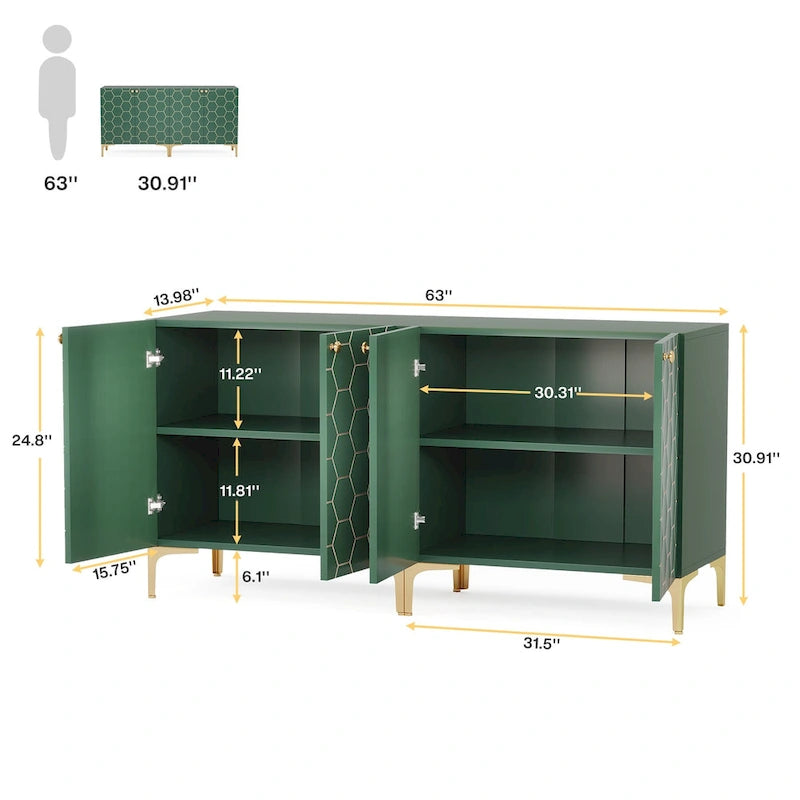 Credenza moderna con ante scorrevoli e ripiani