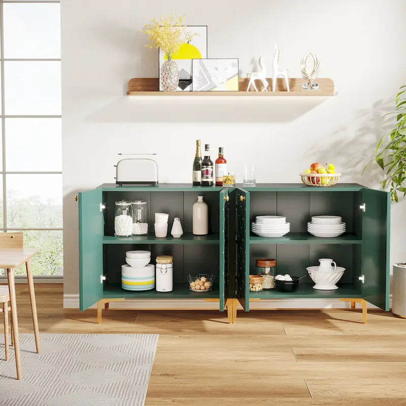 Credenza moderna con ante scorrevoli e ripiani