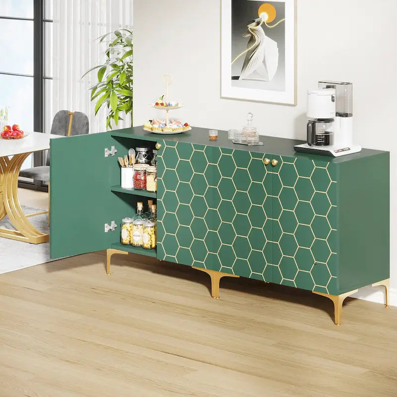 Credenza moderna con ante scorrevoli e ripiani