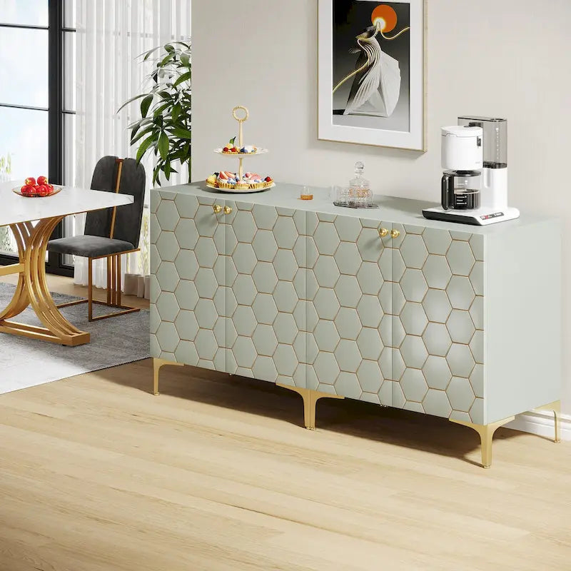 Credenza moderna con ante scorrevoli e ripiani