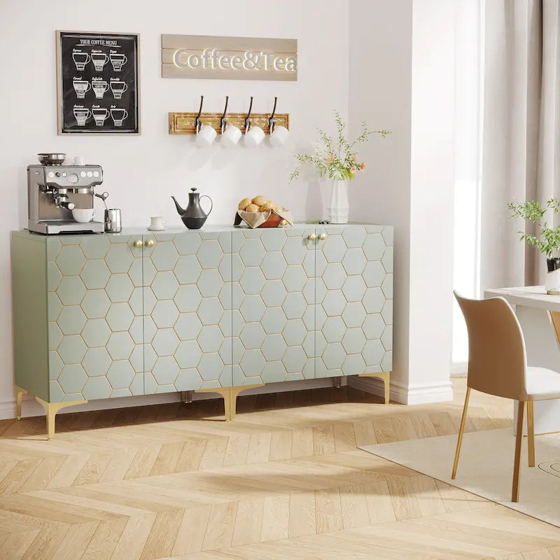 Credenza moderna con ante scorrevoli e ripiani