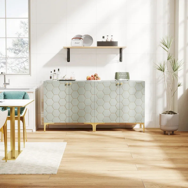 Credenza moderna con ante scorrevoli e ripiani